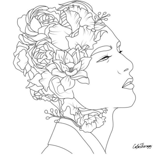 Раскраска для женщин цветы
