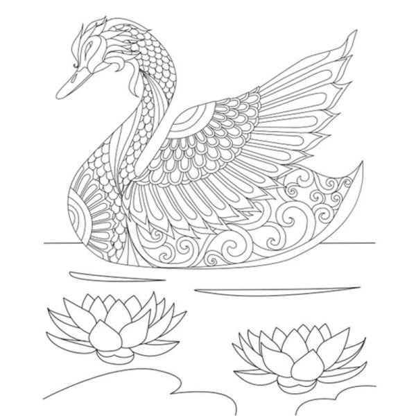 Раскраска антистресс лебедь