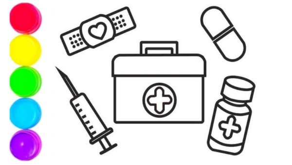 Аптечка раскраска для детей