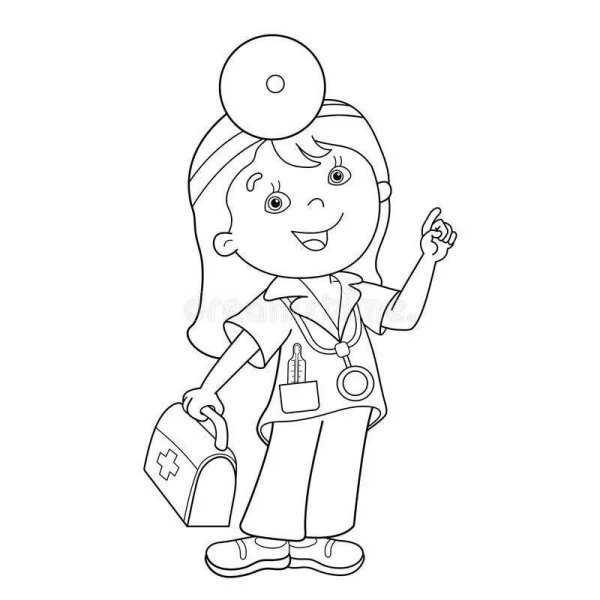 Раскраска санитарка для детей