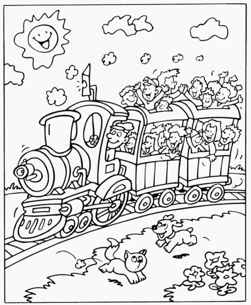 Железная дорога. Раскраска