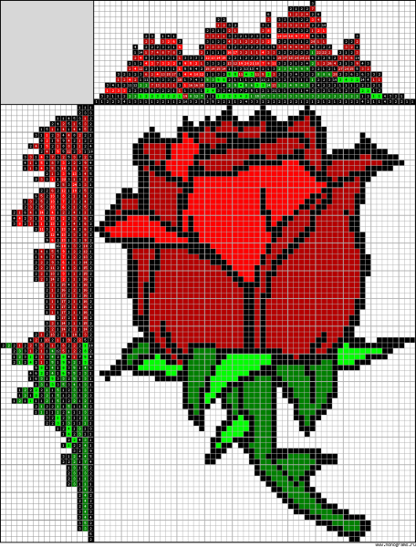 Рисование розы по клеткам