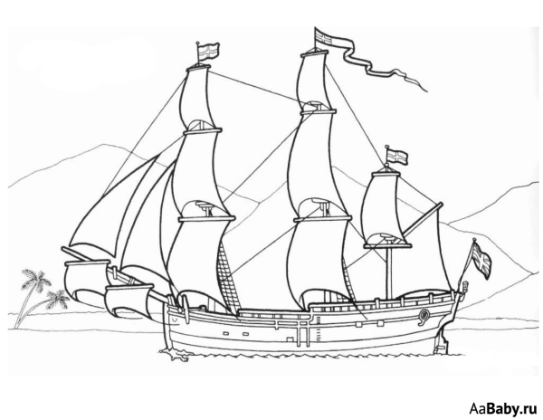 Корабль раскраска для детей