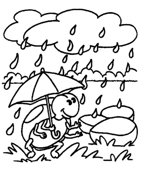 Раскраски для малышей дождик