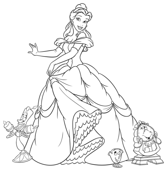 Диснеевские принцессы раскраска Белль
