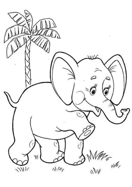 Слоненок раскраска для детей
