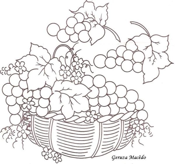 Натюрморт виноград раскраска для детей