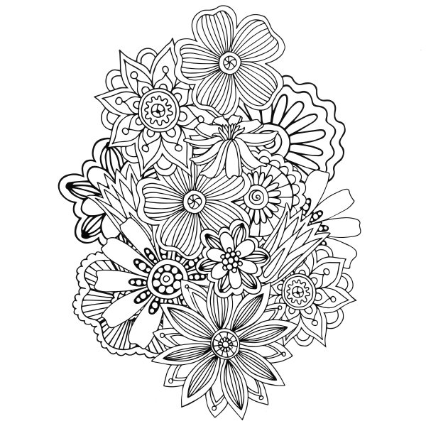 Раскраски антистресс цветы сложные