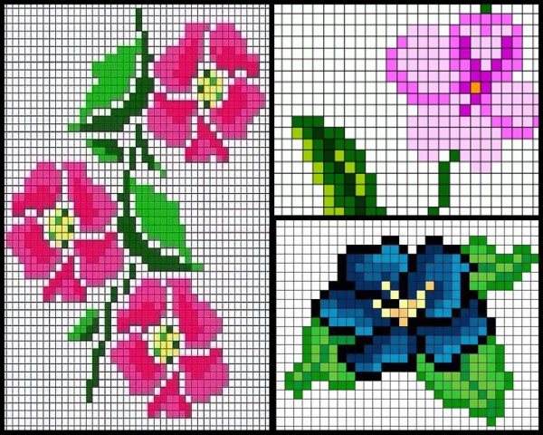 Рисование по клеточкам цветы