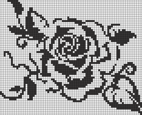 Вышивка жаккард филейное схемы роза