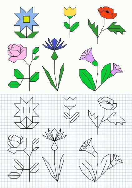 Рисование по клеточкам цветы