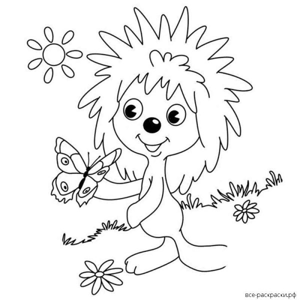 Раскраски для девочек Ежик