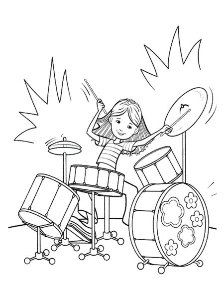 Раскраска игра на музыкальных инструментах