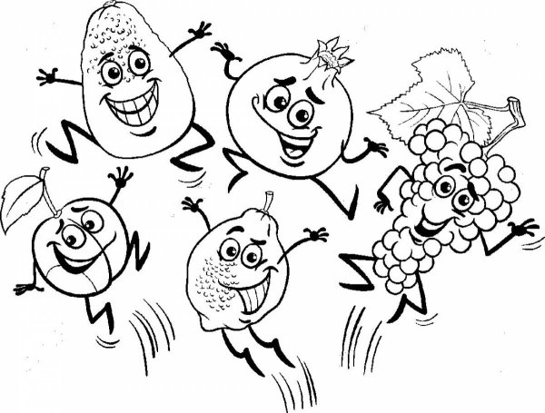 Раскраски живые фрукты