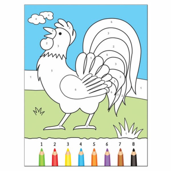 Петух раскраска по цифрам