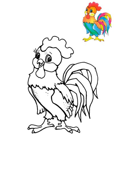 Петушок раскраска для детей