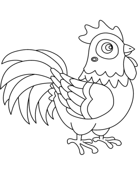 Петушок раскраска в цвете