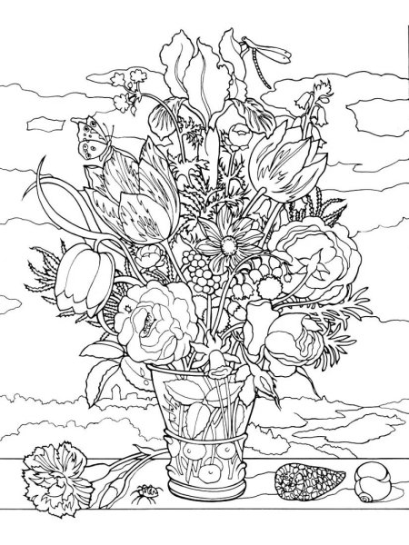 Раскраска натюрморт с цветами