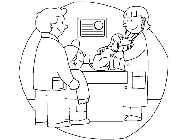 Профессия ветеринар раскраска