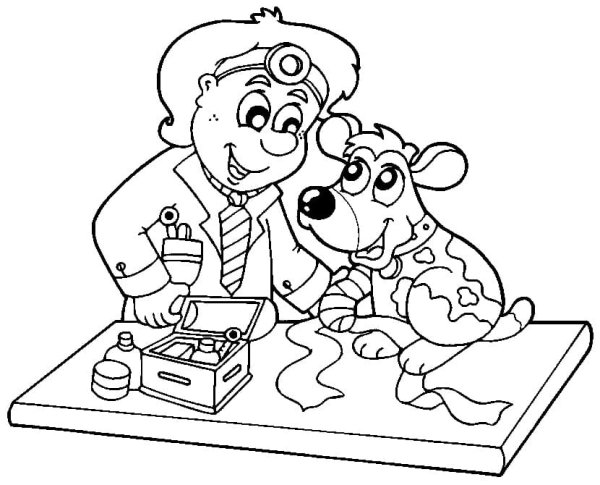 Профессия ветеринар раскраска