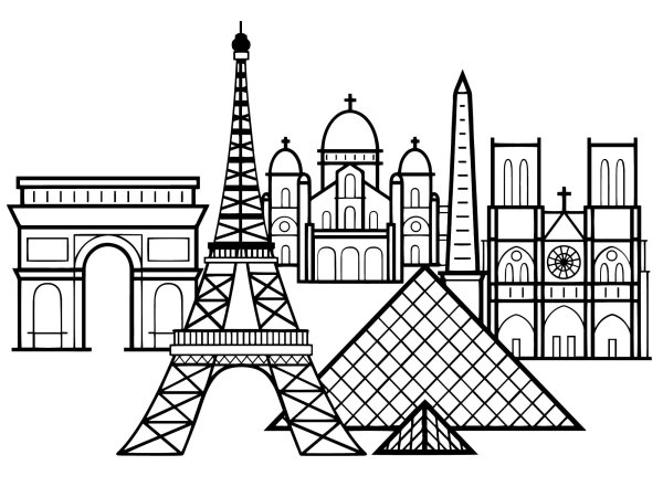 Достопримечательности Франции раскраска для детей