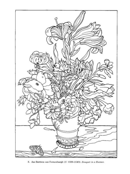 Натюрморт цветы раскраска
