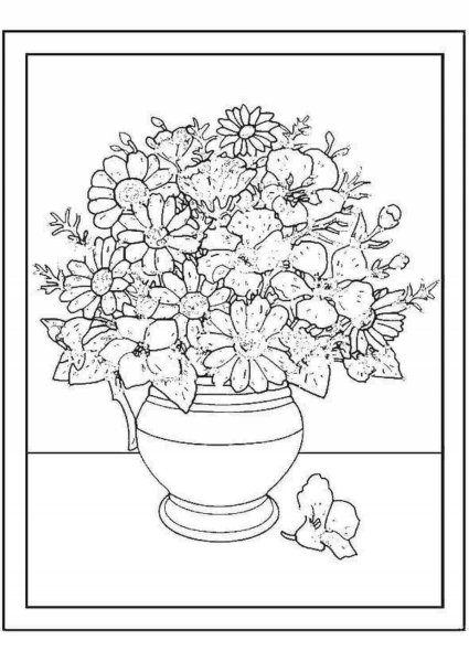 Разукрашка ваза с цветами