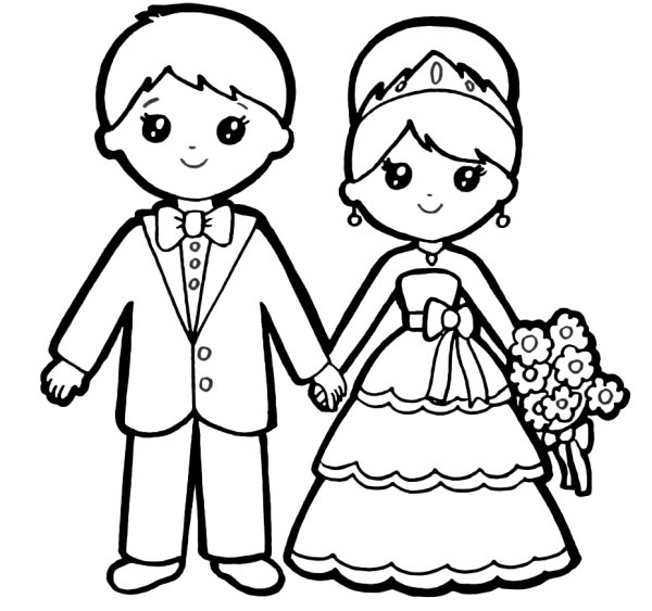 Свадебные раскраски для детей