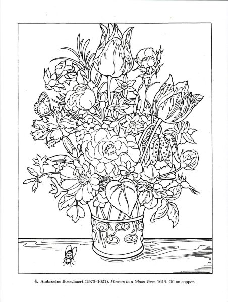 Раскраска натюрморт с цветами