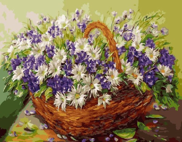 Корзина с цветами живопись
