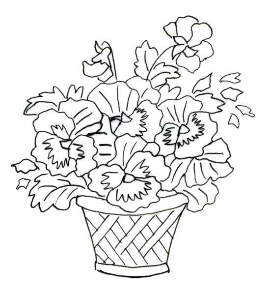 Корзинка с цветами раскраска