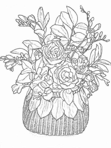 Корзина для цветов раскраска