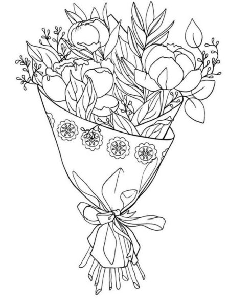 Раскраска цветы букет
