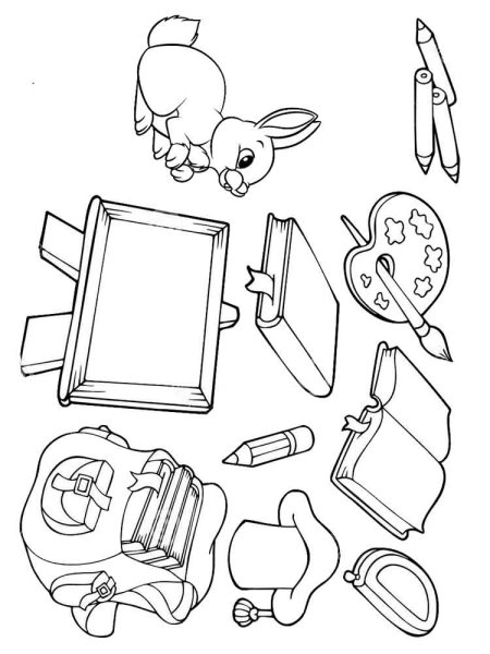 Раскраска школьные принадлежности