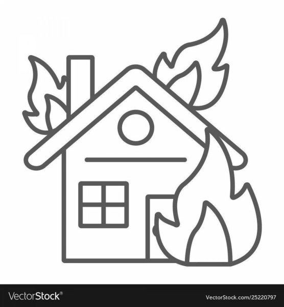 Раскраска горит дом