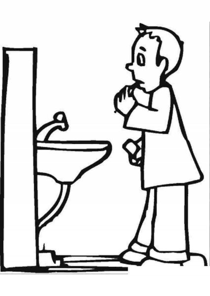 Раскраска дети умываются