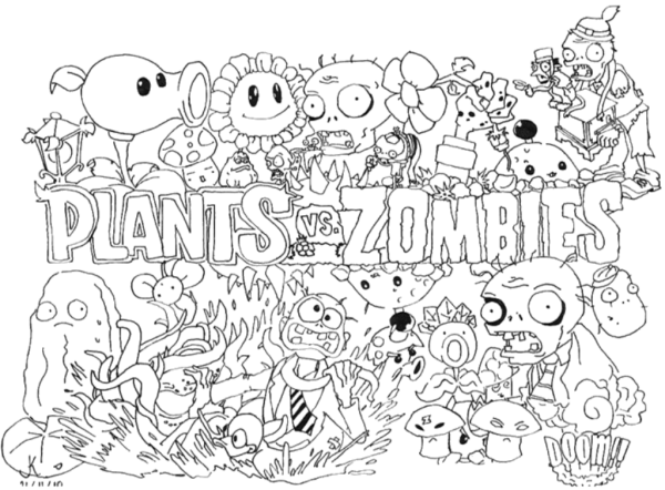 Plants vs Zombies раскраска