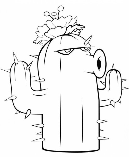 Кактус из растения против зомби раскраска