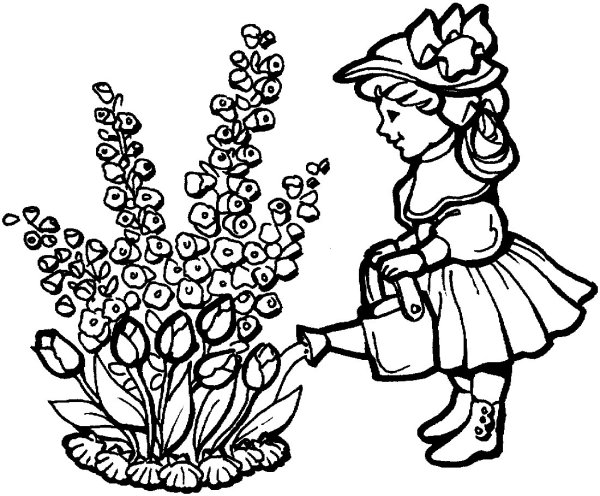 Клумба с цветами раскраска