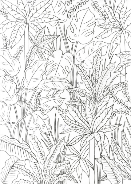 Тропические листья для раскрашивания