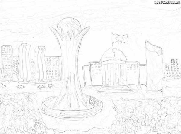 Раскраска Байтерек Астана для детей