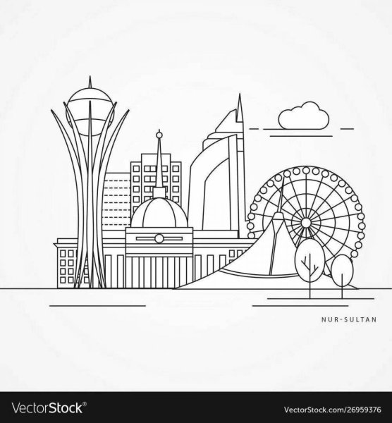 Раскраска Байтерек Астана для детей