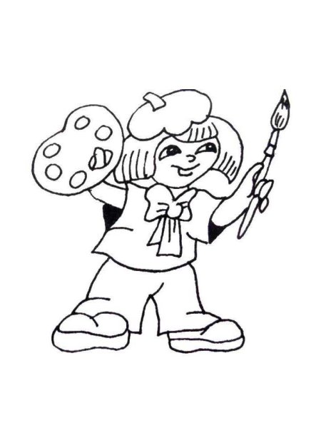 Раскраска художника с палитрой для детей