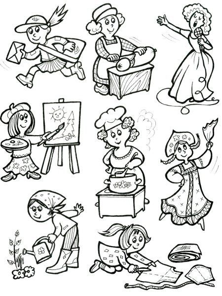 Женские профессии раскраски для детей