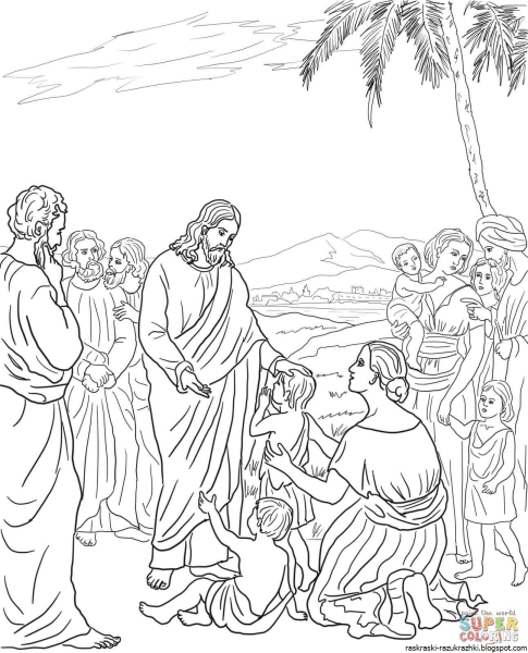 Нагорная проповедь Христа раскраска