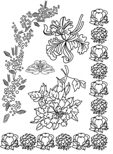 Растительный орнамент для раскрашивания