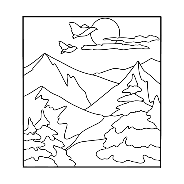Раскраска горы для детей распечатать