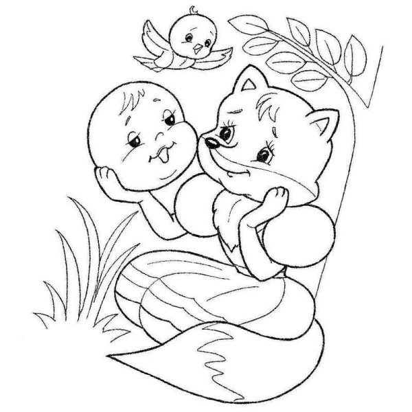 Колобок раскраска для детей