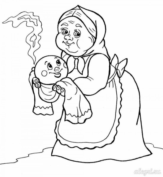 Раскраска к сказке Колобок для детей