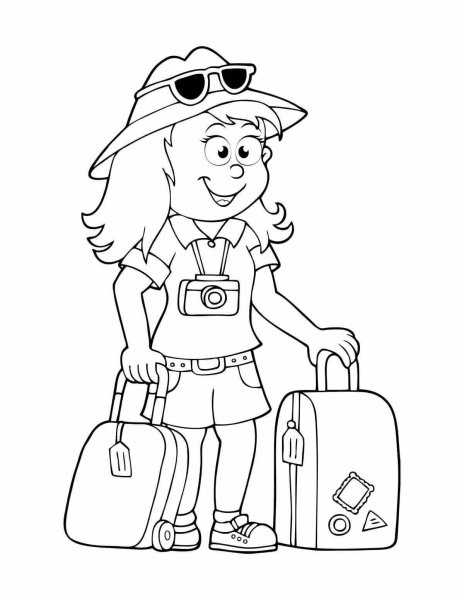 Раскраска туристы для детей